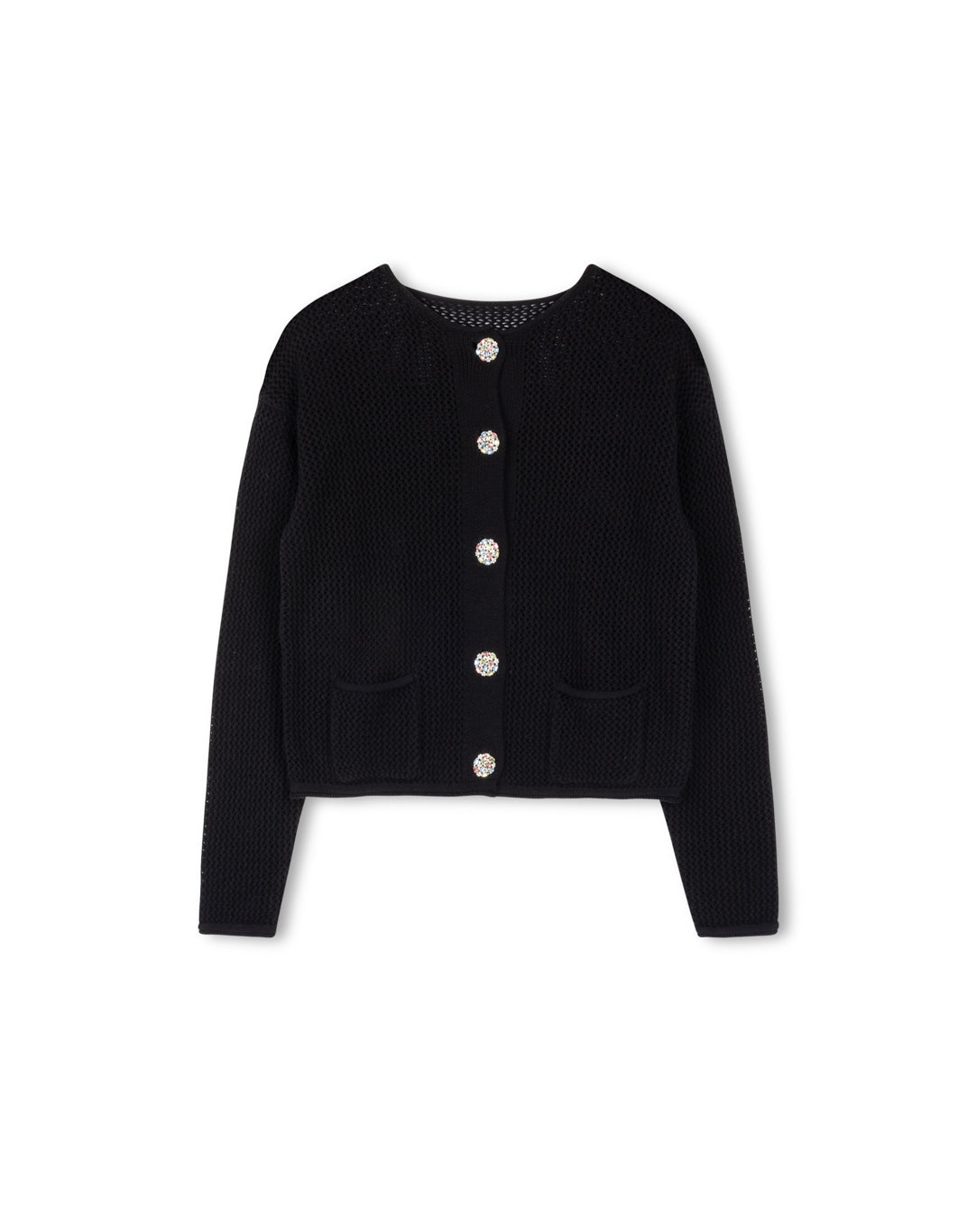 Colorful Button Cotton Knit Cardigan