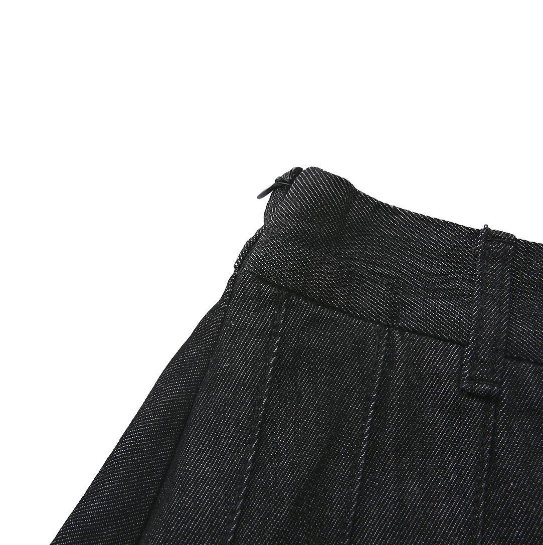 Pleated Denim Skirt with Belt Loops