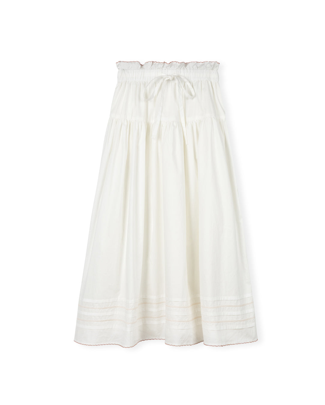 Tally Embroidered Scalloped Trimming Midi Skirt