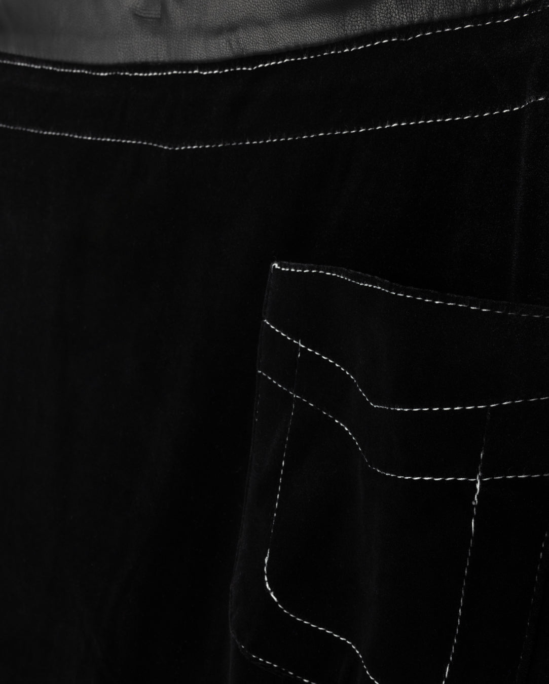 Velour Stitched Pocket Detail Skirt W-20845