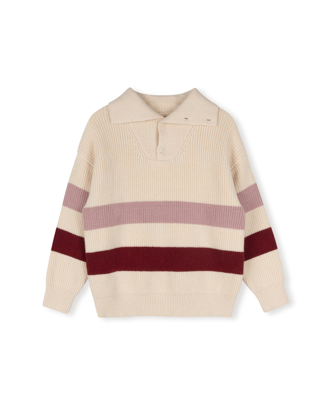 Collared Knit Thick Stripe Sweater C-23386