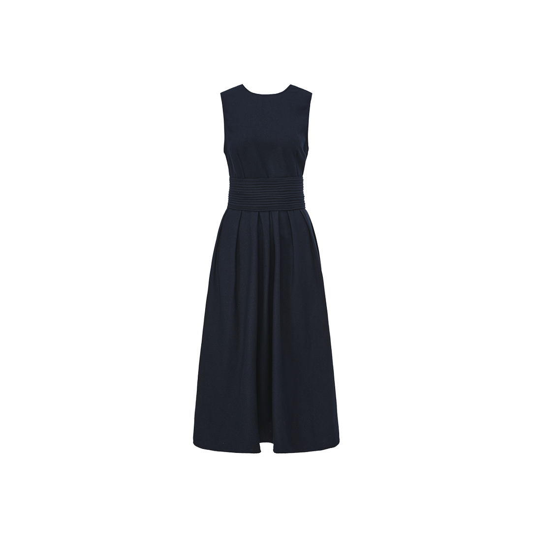 Pleated Waist Wool Dress