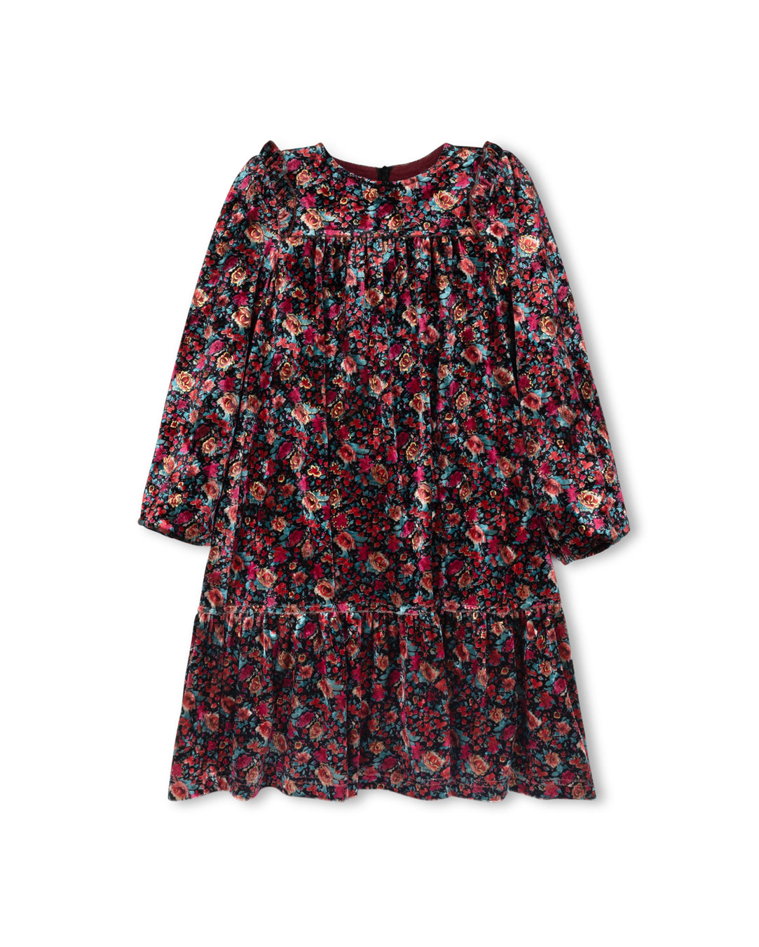 Velour Floral Bottom Tiered Dress