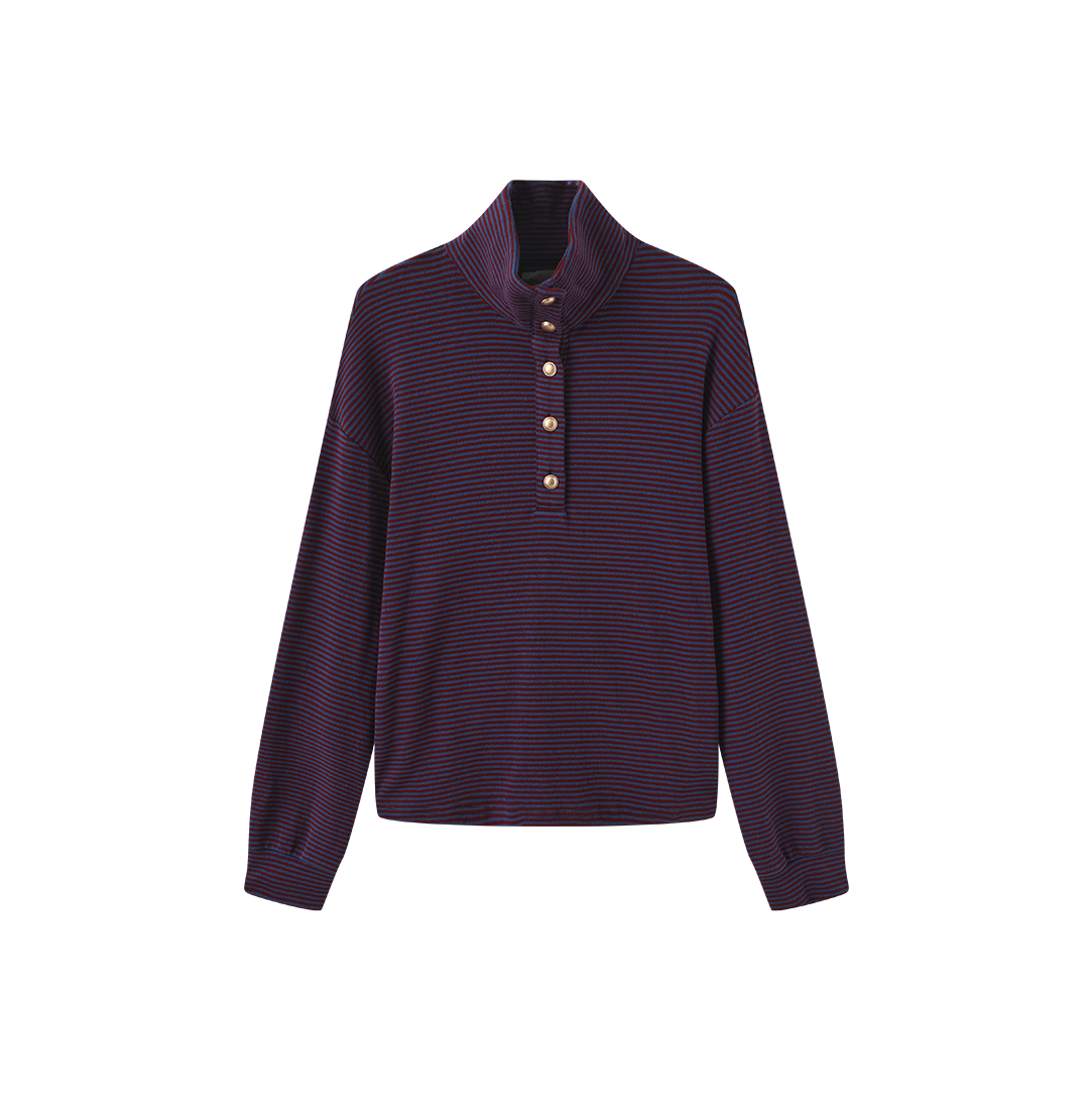 Swan Stripe Half Button Top