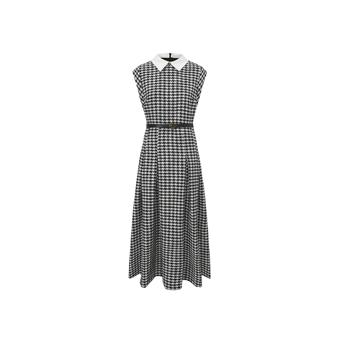 Houndstooth Wide Pleat Dress
