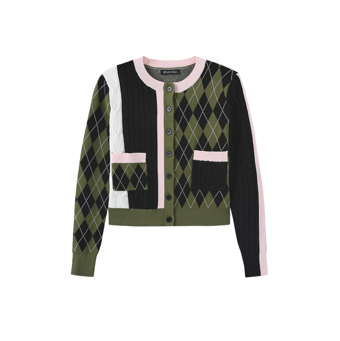 Argyle Knit Side Cable Cardigan