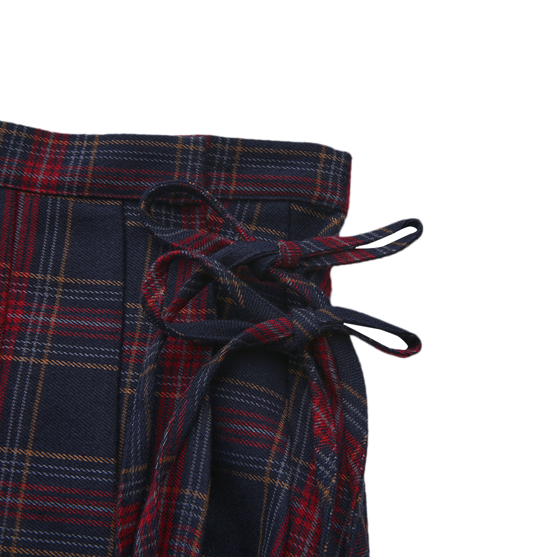 Plaid Wrap Midi Skirt