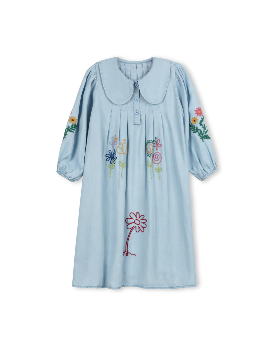 Chambray Embroidered Detailed Dress