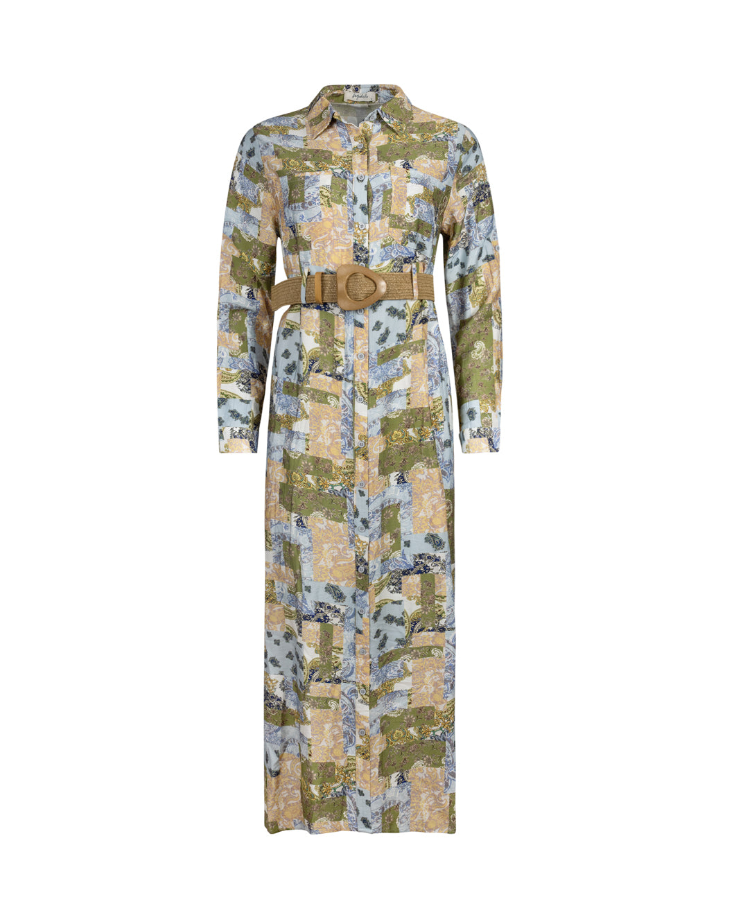 Multi Printed Midi Shirt Dress