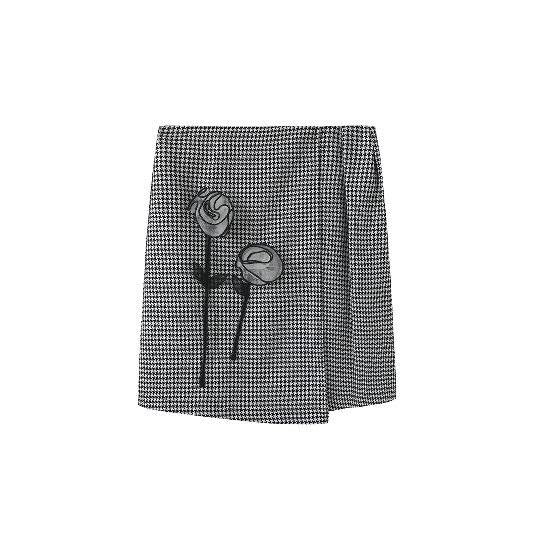 Kole Houndstooth Flower Skirt
