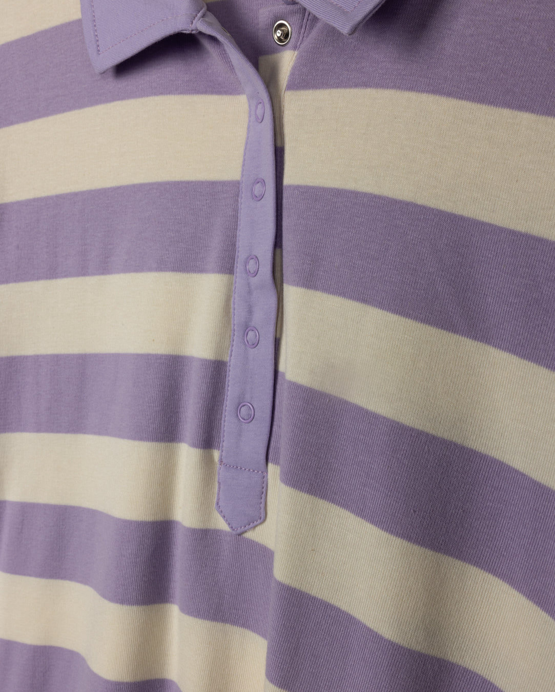Oversized Striped Contrast Collar Polo - Junees