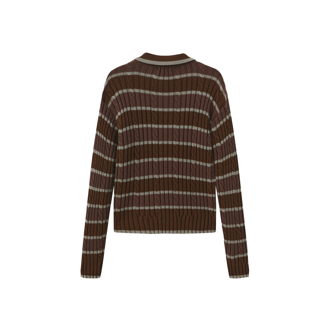 Stripe Knit Polo Shirt