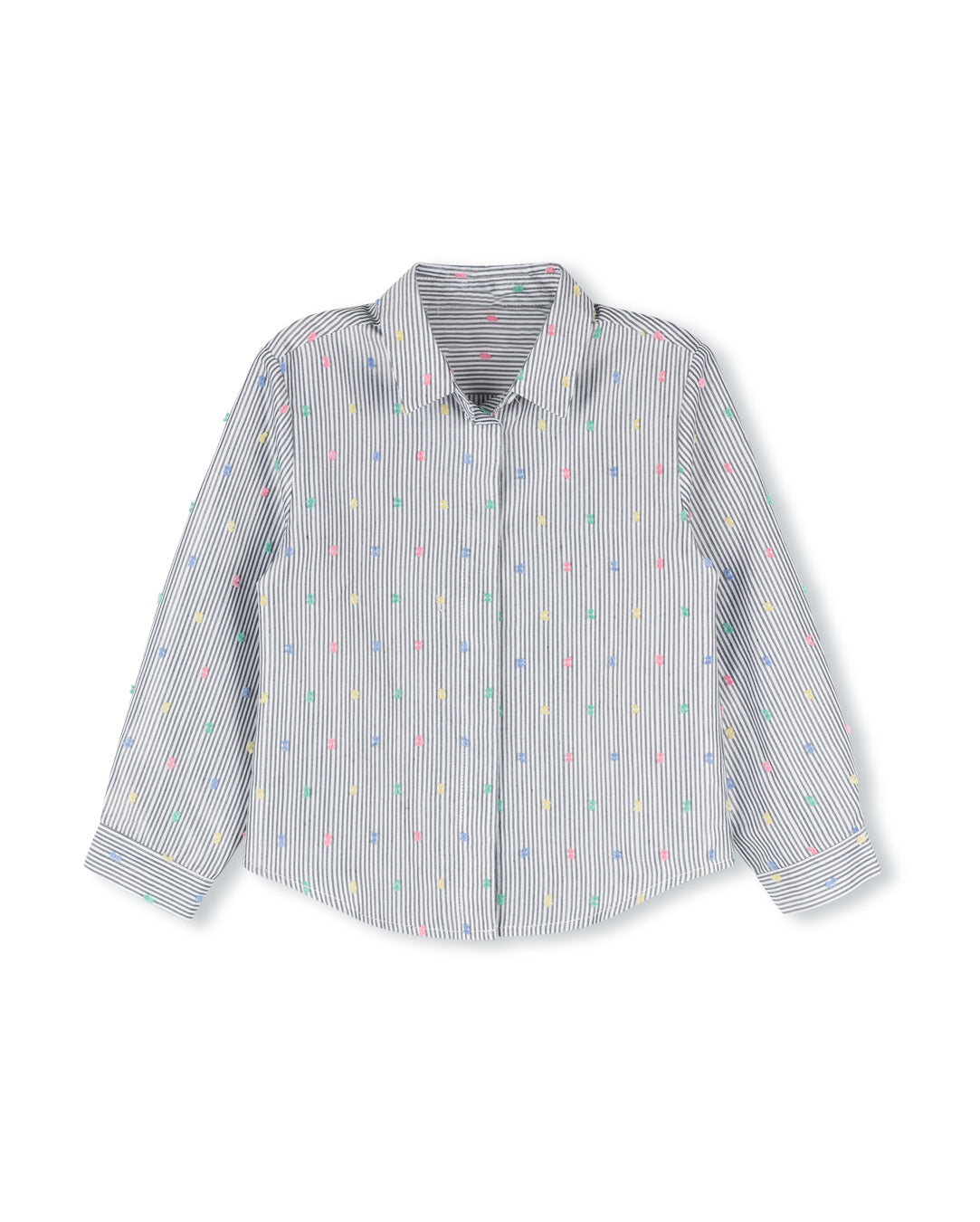 Pinstriped Swiss Dot Blouse