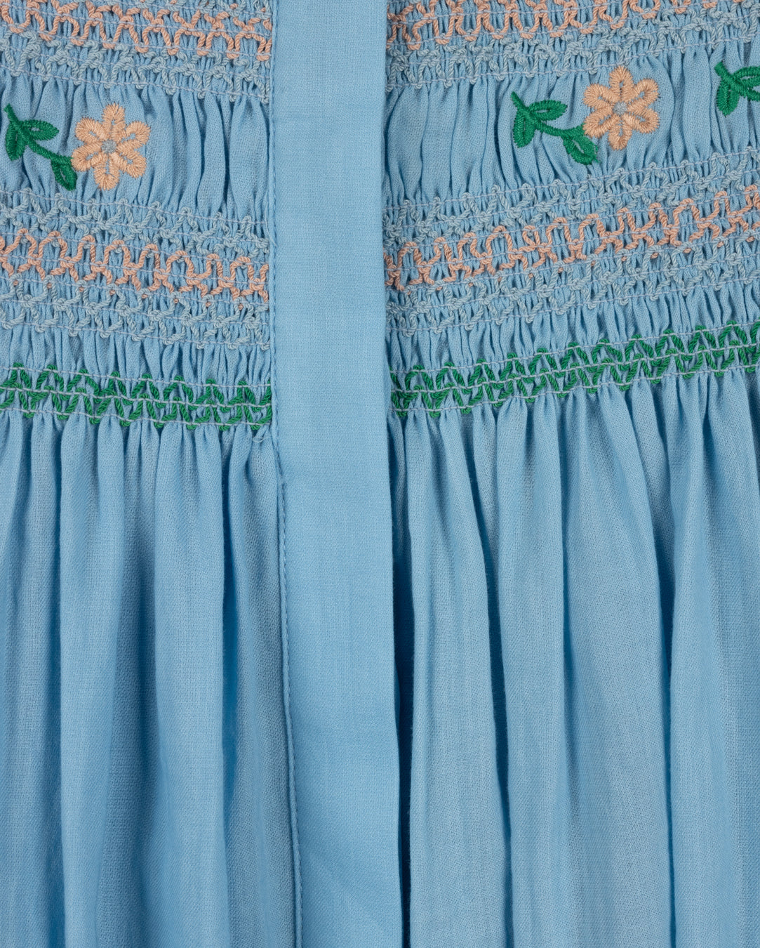 Embroidered Textured Smock Detail Dress