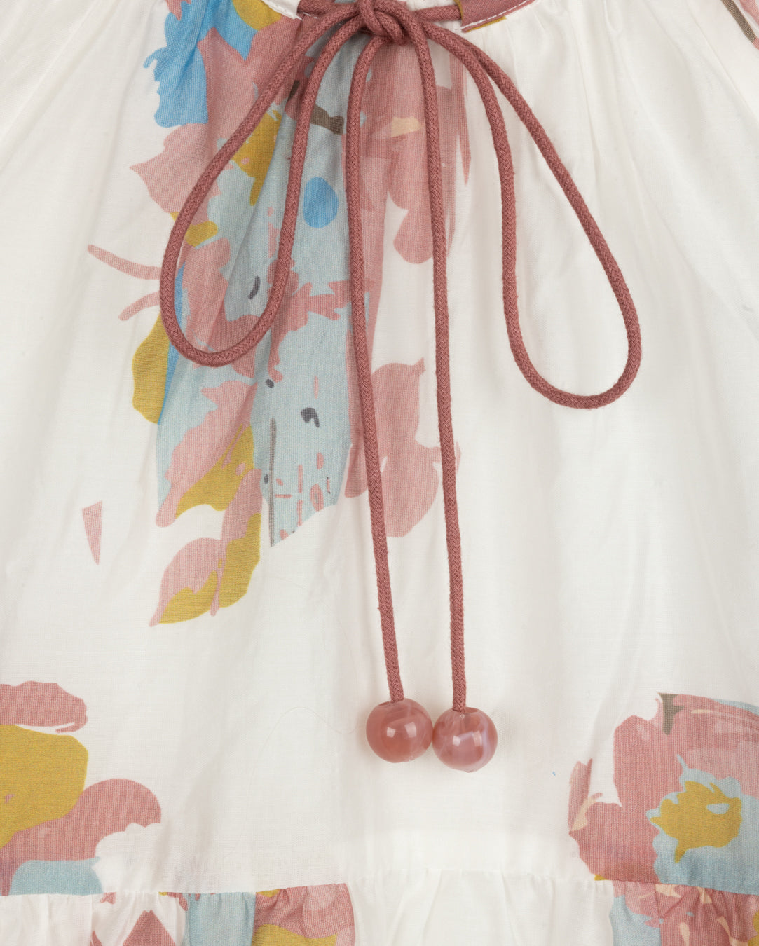 Floral Tiered Tassel Neck Dress