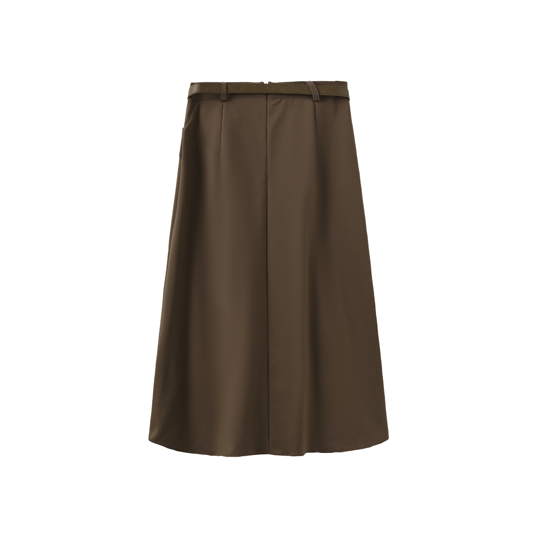 Inserted Kick Belted  Skirt