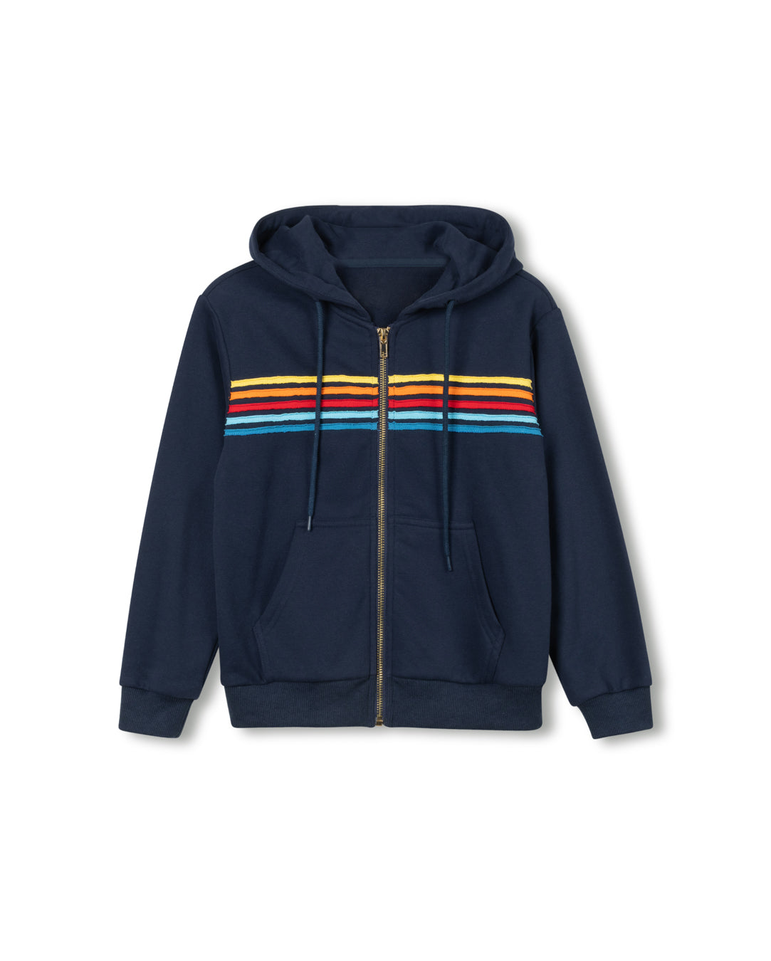 Terry Striped Zip Up Hoodie