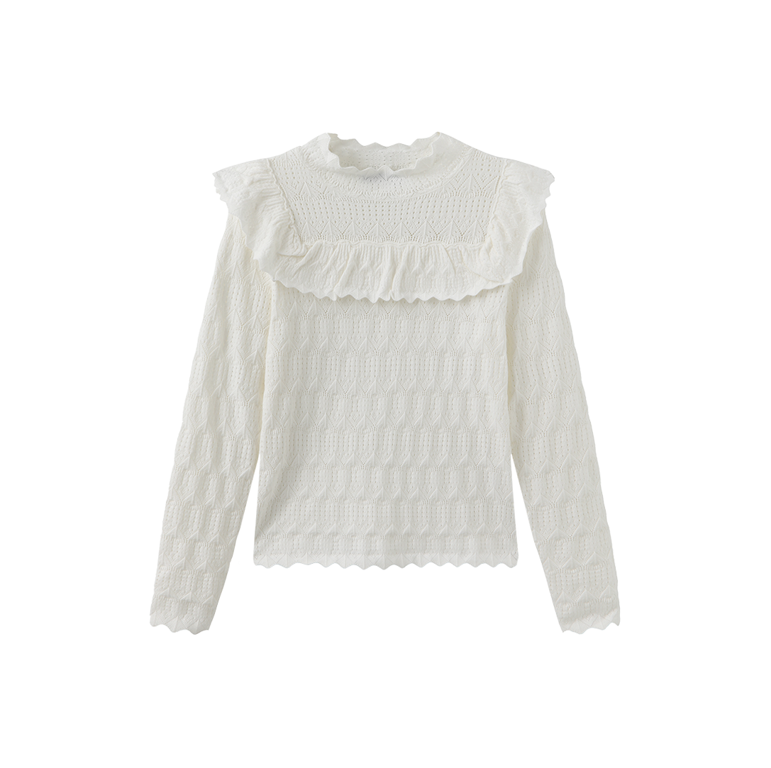 Pointelle Ruffle Sweater