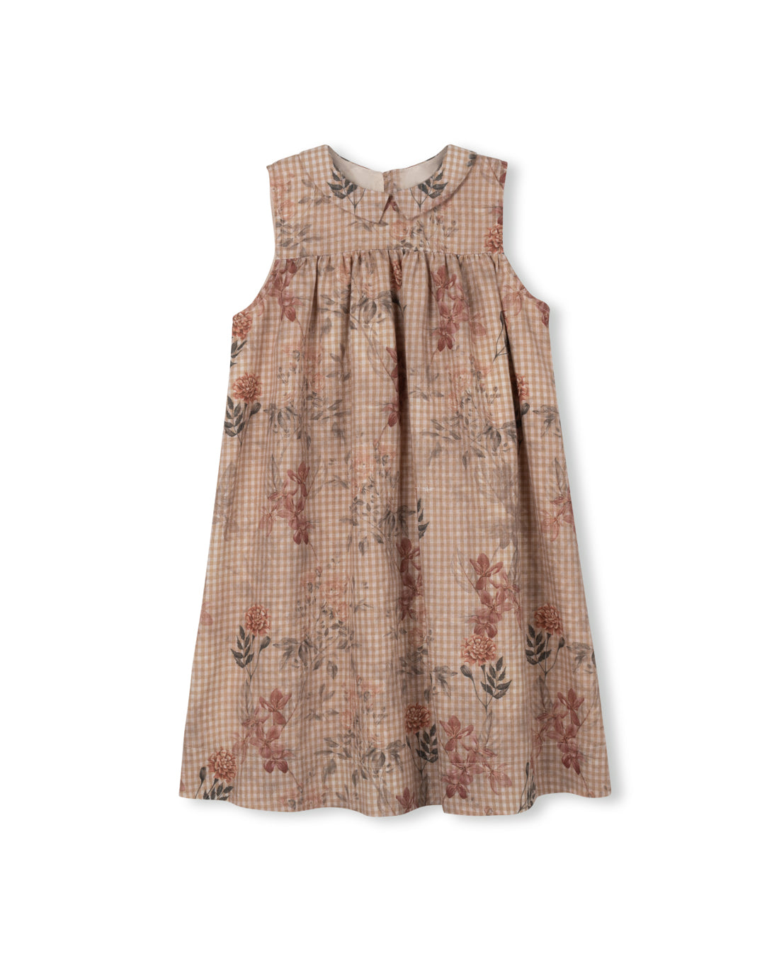 Gingham Floral Print Collared Jumper