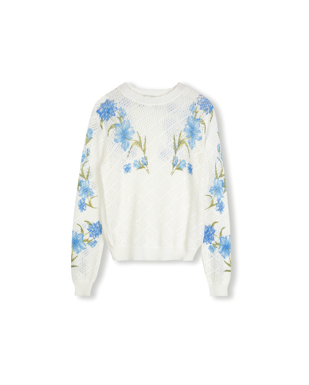 Floral Knit Scalloped Crew Neck - Junees
