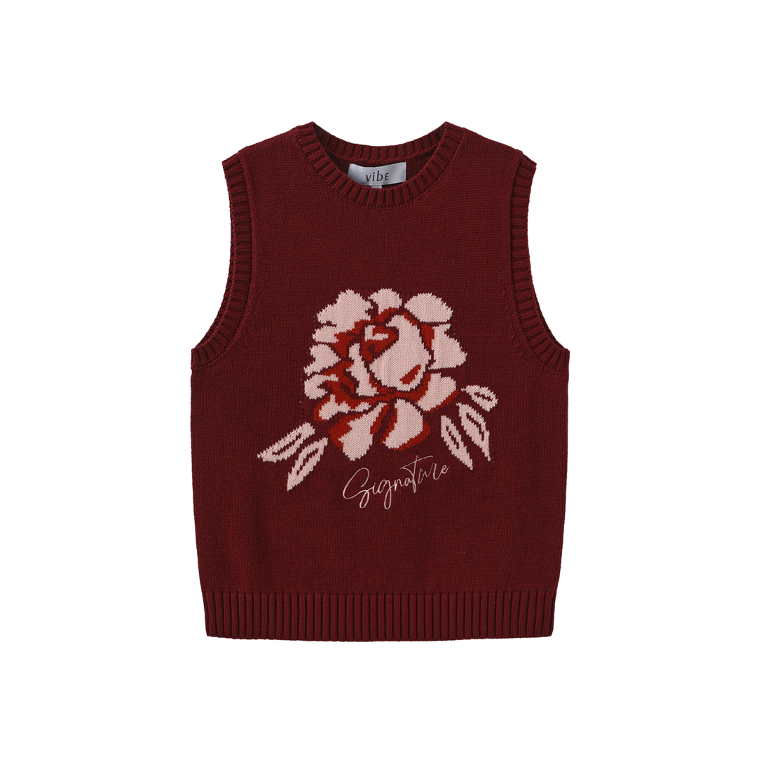 Flower Knit Embroidered Vest