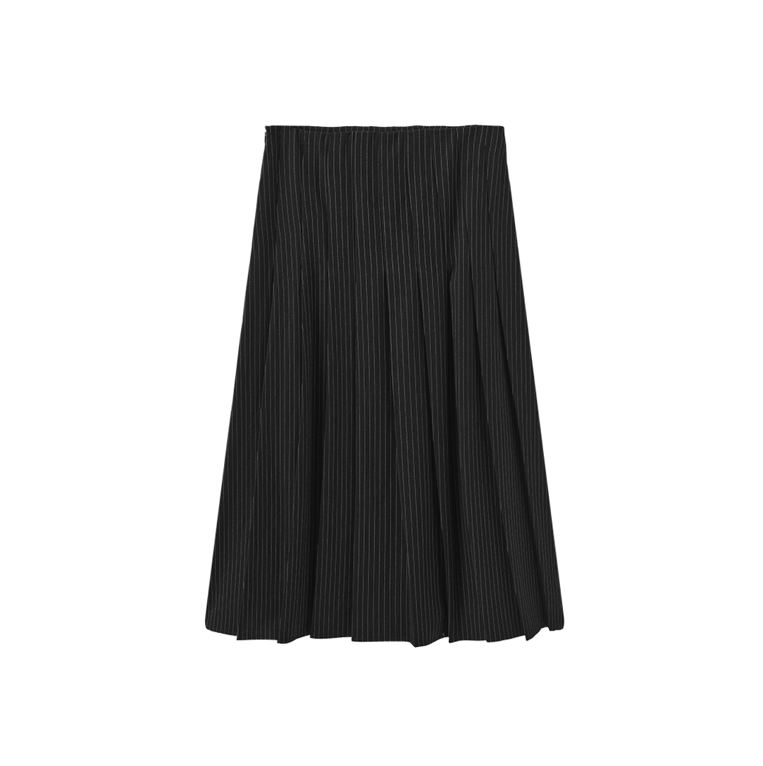 Wool Box Pleat Midi Skirt