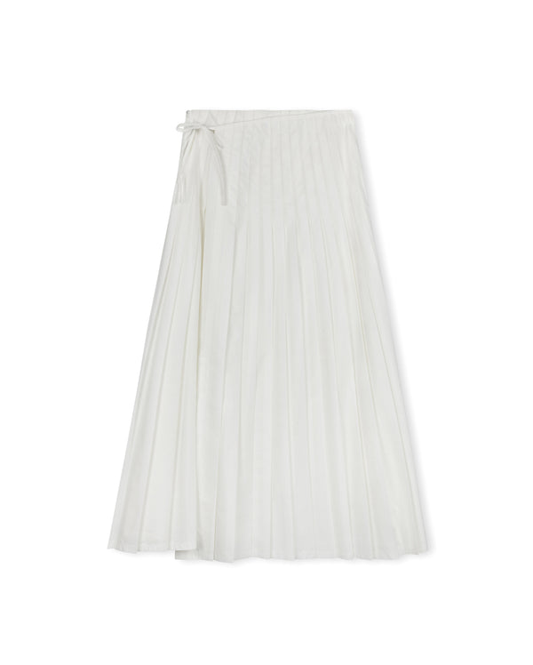 Diagonal Solid Wrap Pleated Skirt