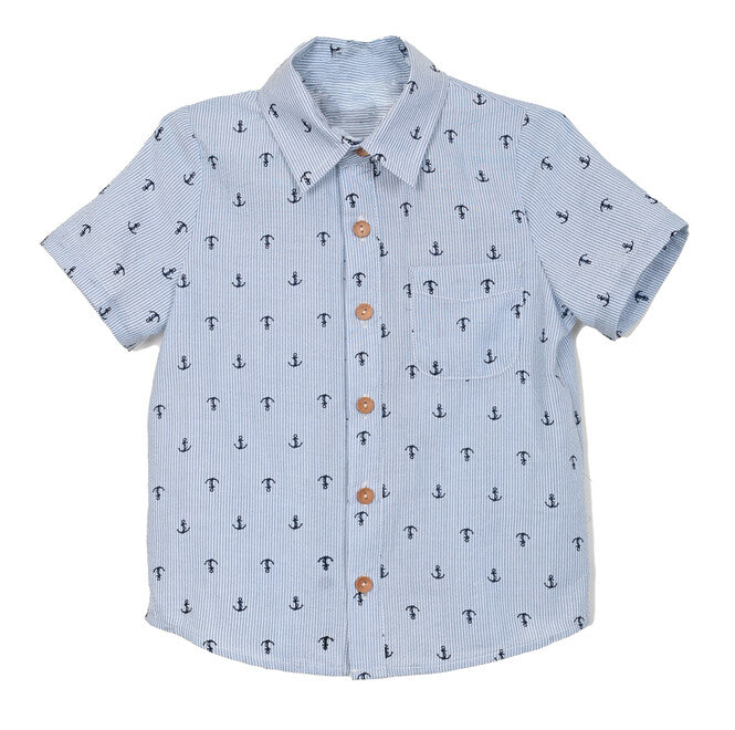 Anchor Print Seersucker Blouse