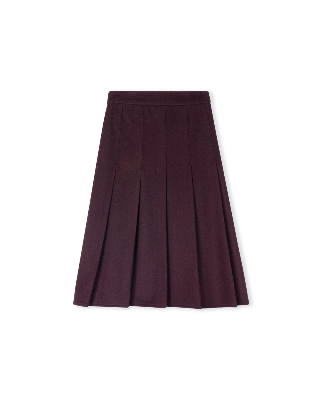Pleated Wool Knee Skirt