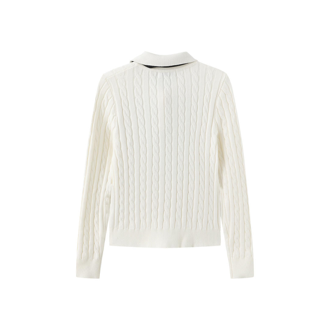 Cable Knit Neck Tie Top