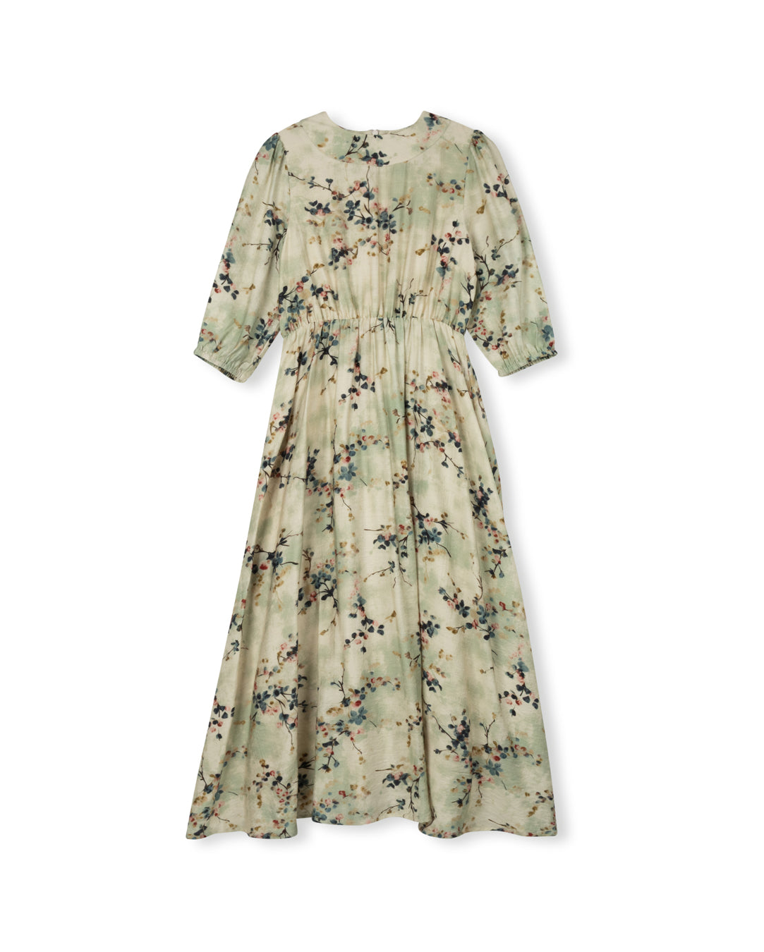 Leaf Printed Waisted Flair Dress