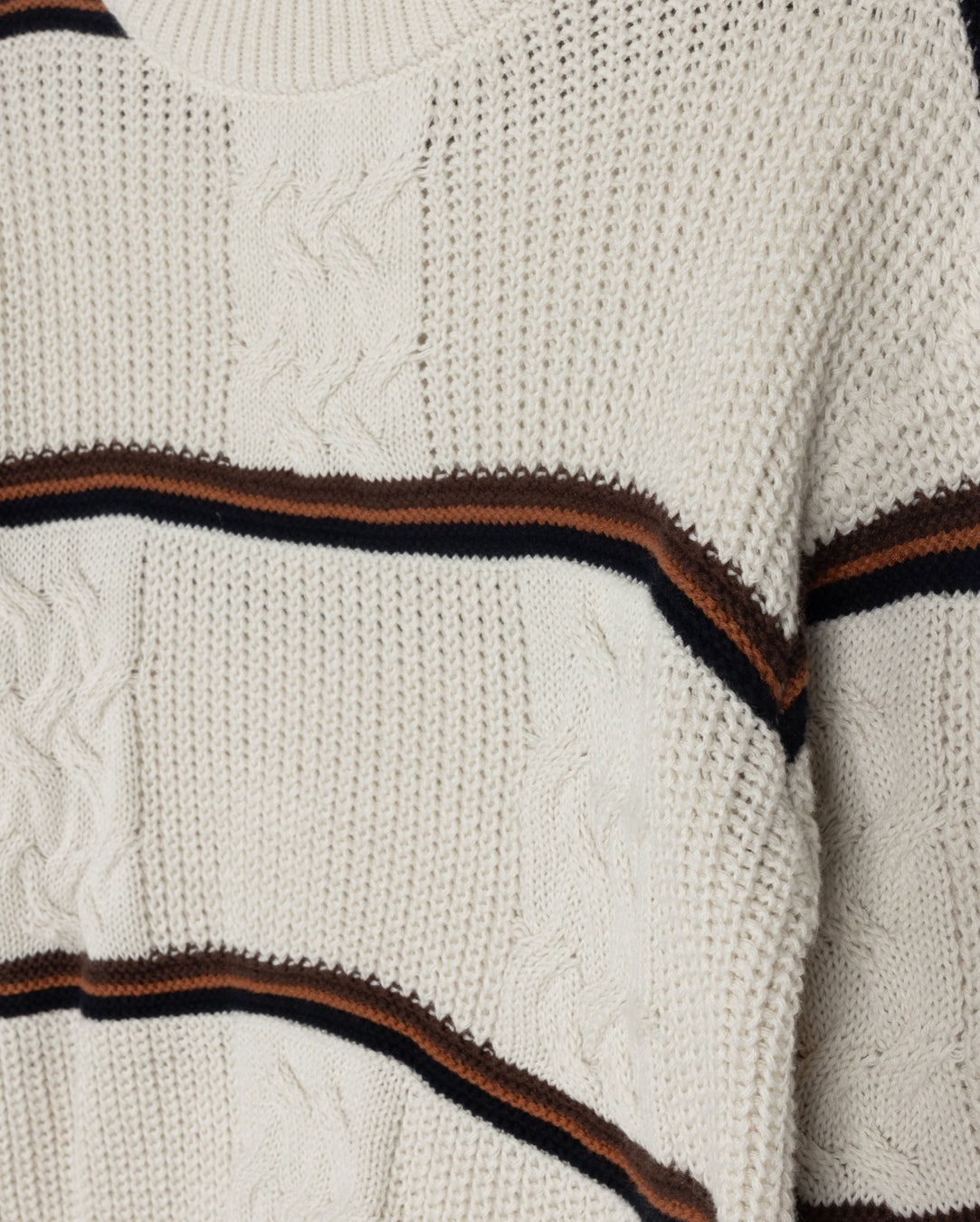 Square Cable Knit And Stripe Sweater C-23380