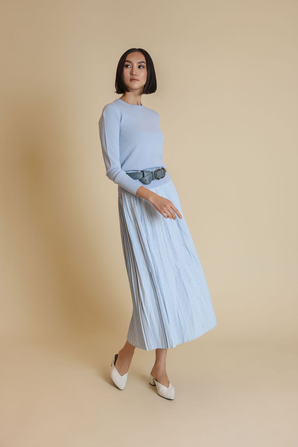 Studded Pleated Skirt