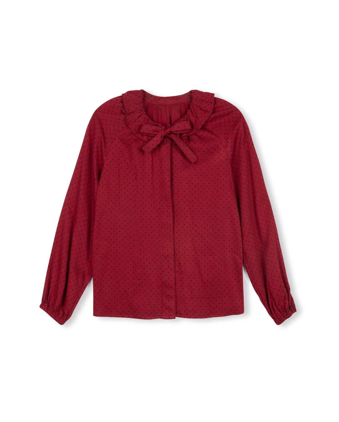 Polka Dot Ruffle Collar Blouse