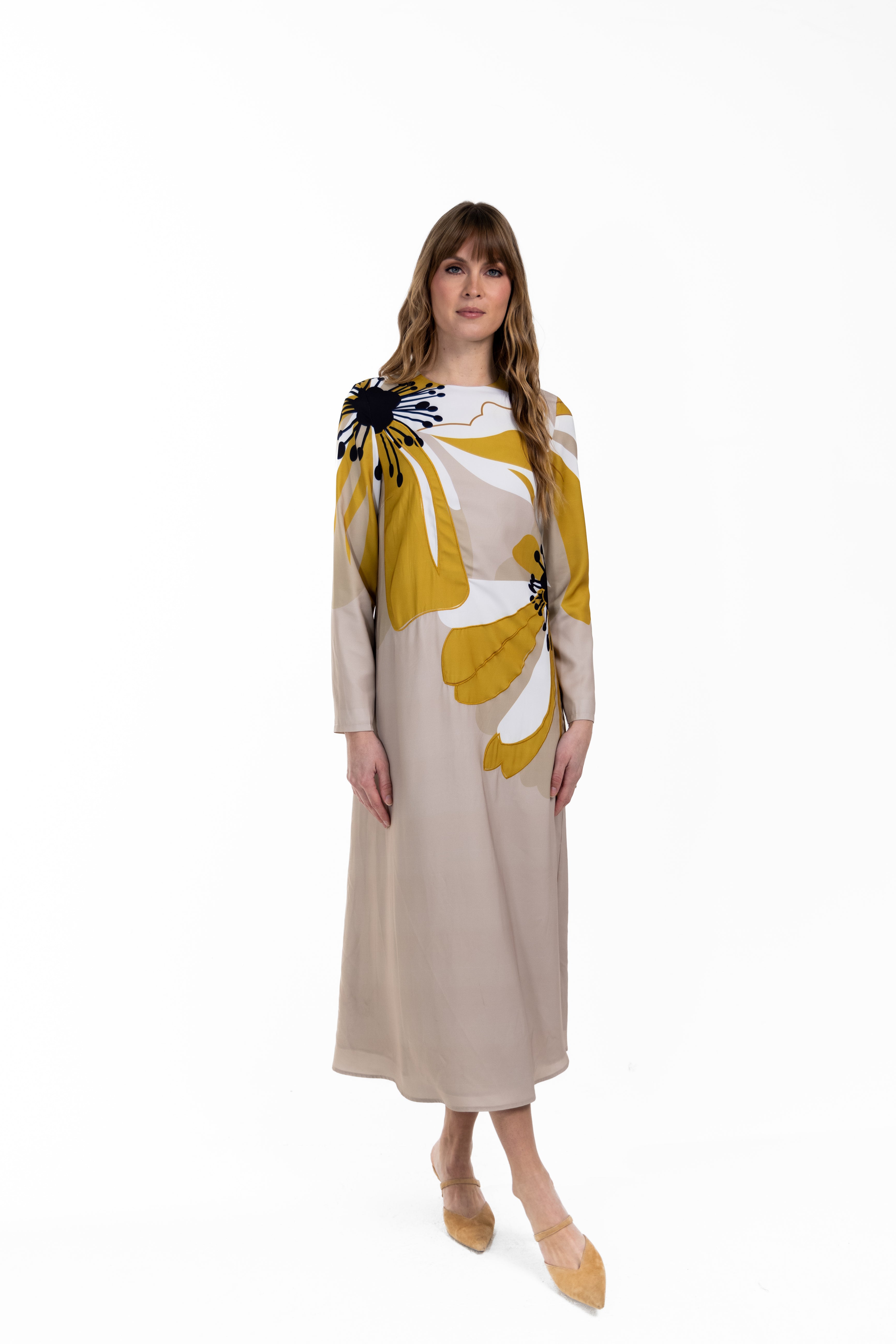 Large Flower Print Dress W-17019