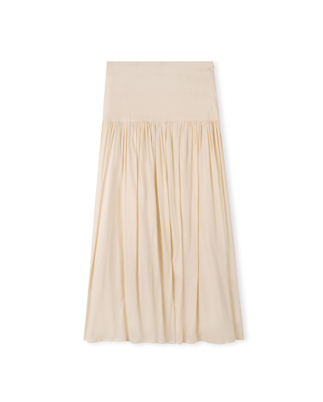 Linen Yolk And Pleat Skirt W-17047