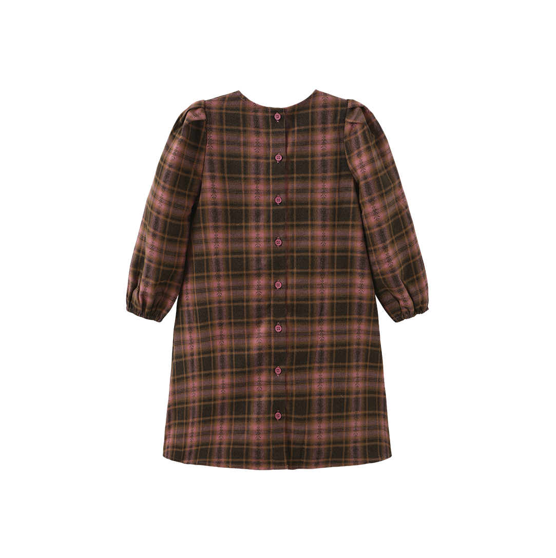 Plaid Embroidered Flowy Dress