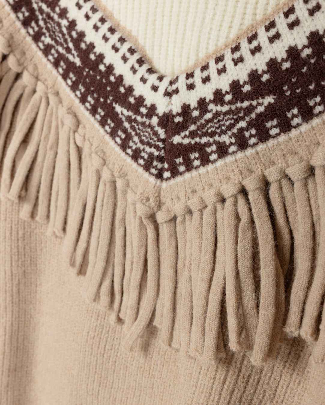 Fringes V Detailed Knit Top W-22897