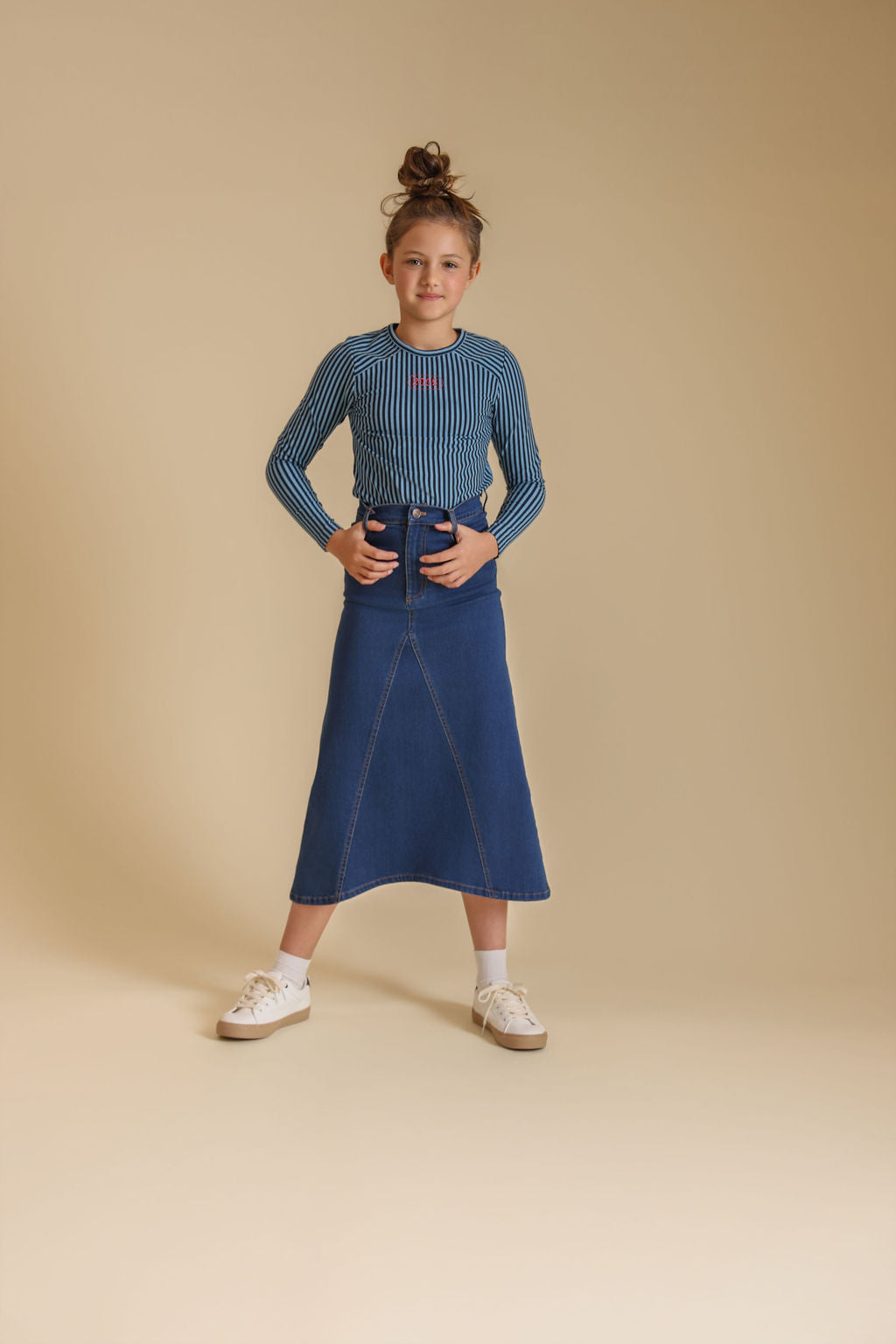 Pocket V Seam Denim Skirt - Junees