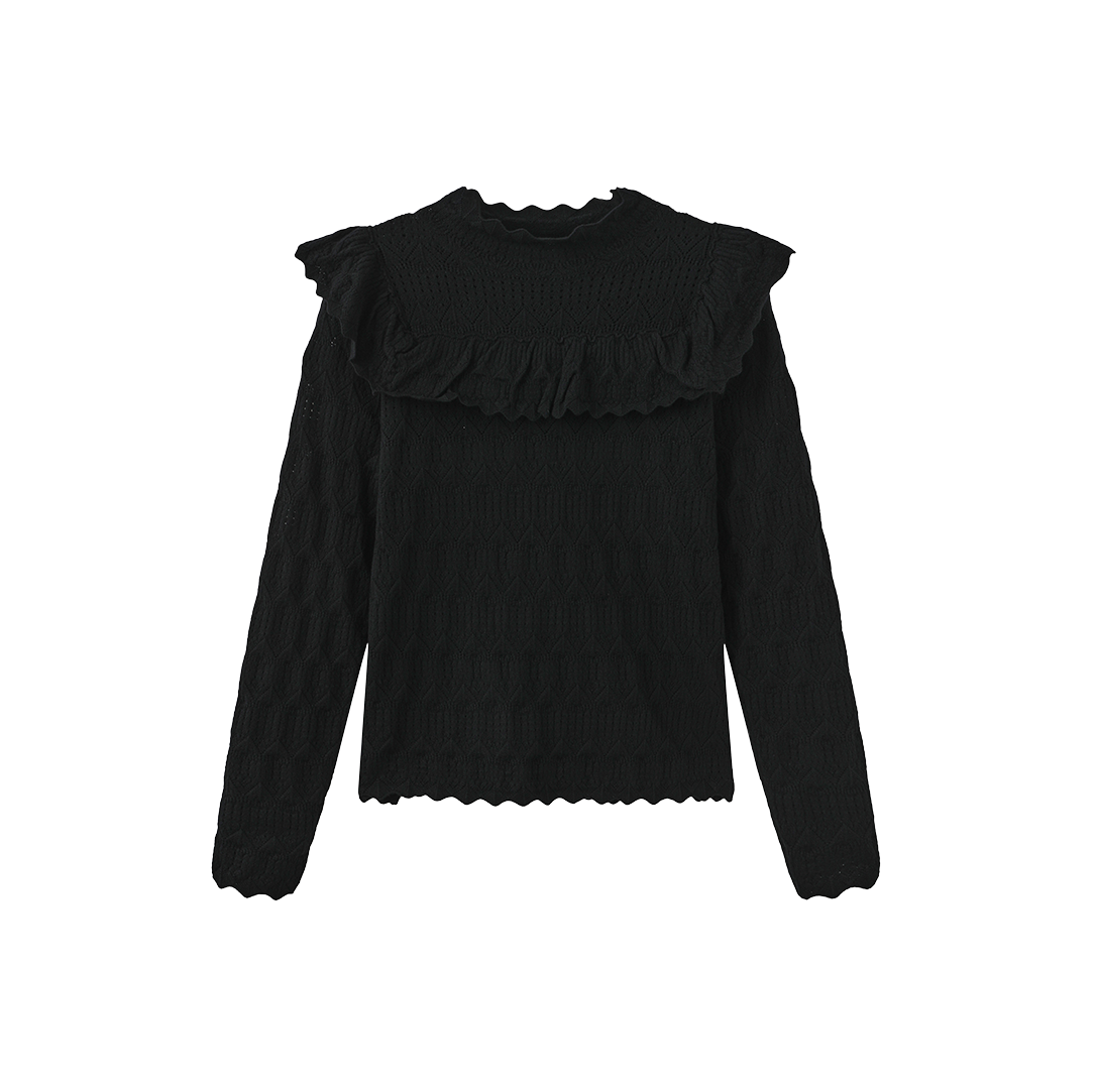 Pointelle Ruffle Sweater