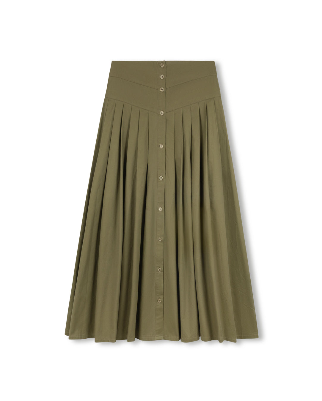 Chino Pleat Button Down Skirt