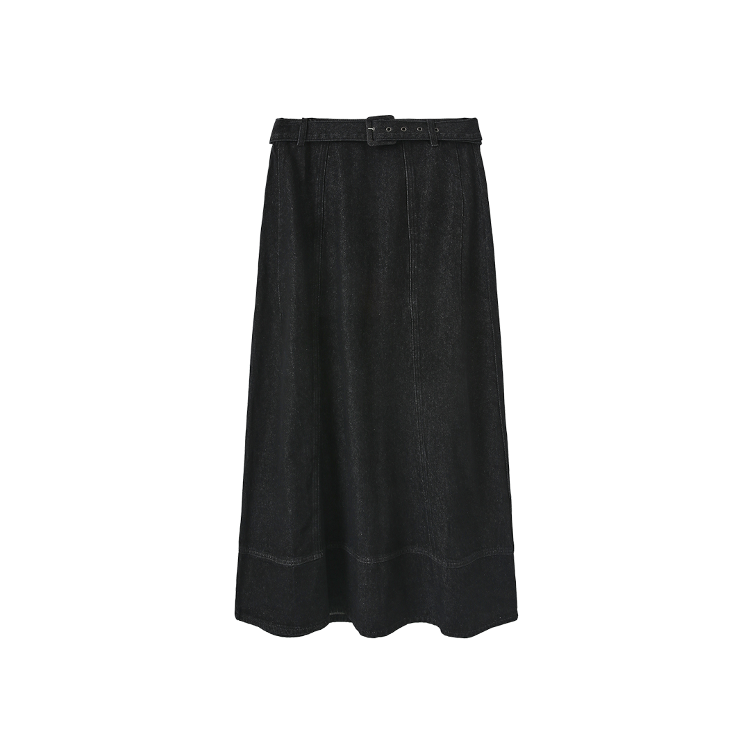 Belted Denim  Stitch Skirt