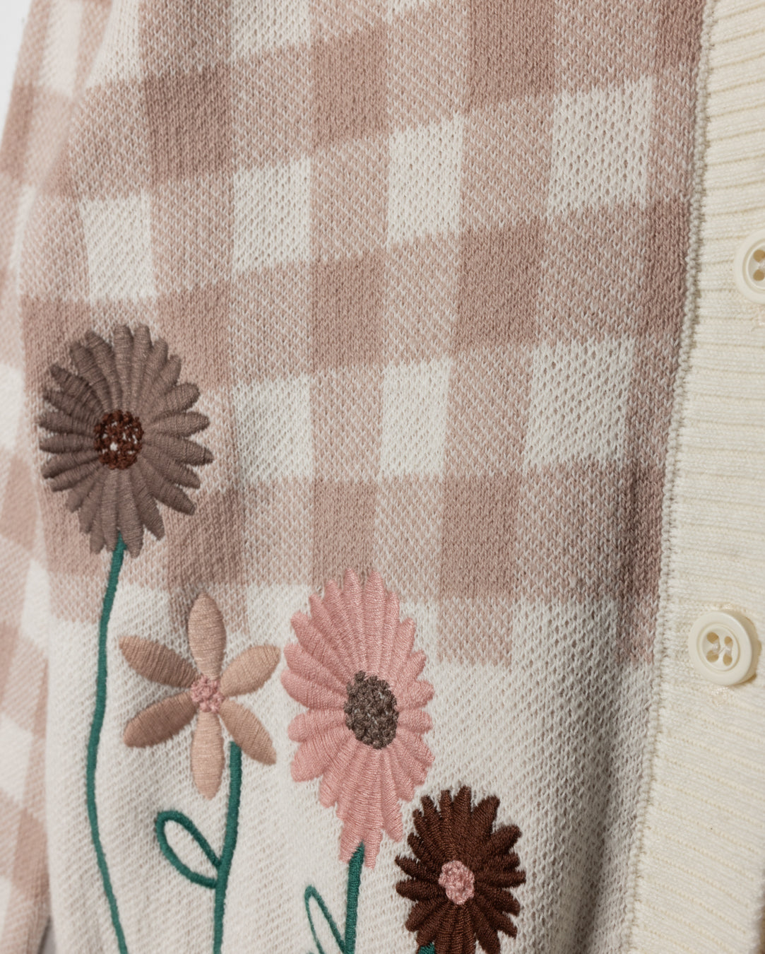 Frame Knit Checked Cardigan