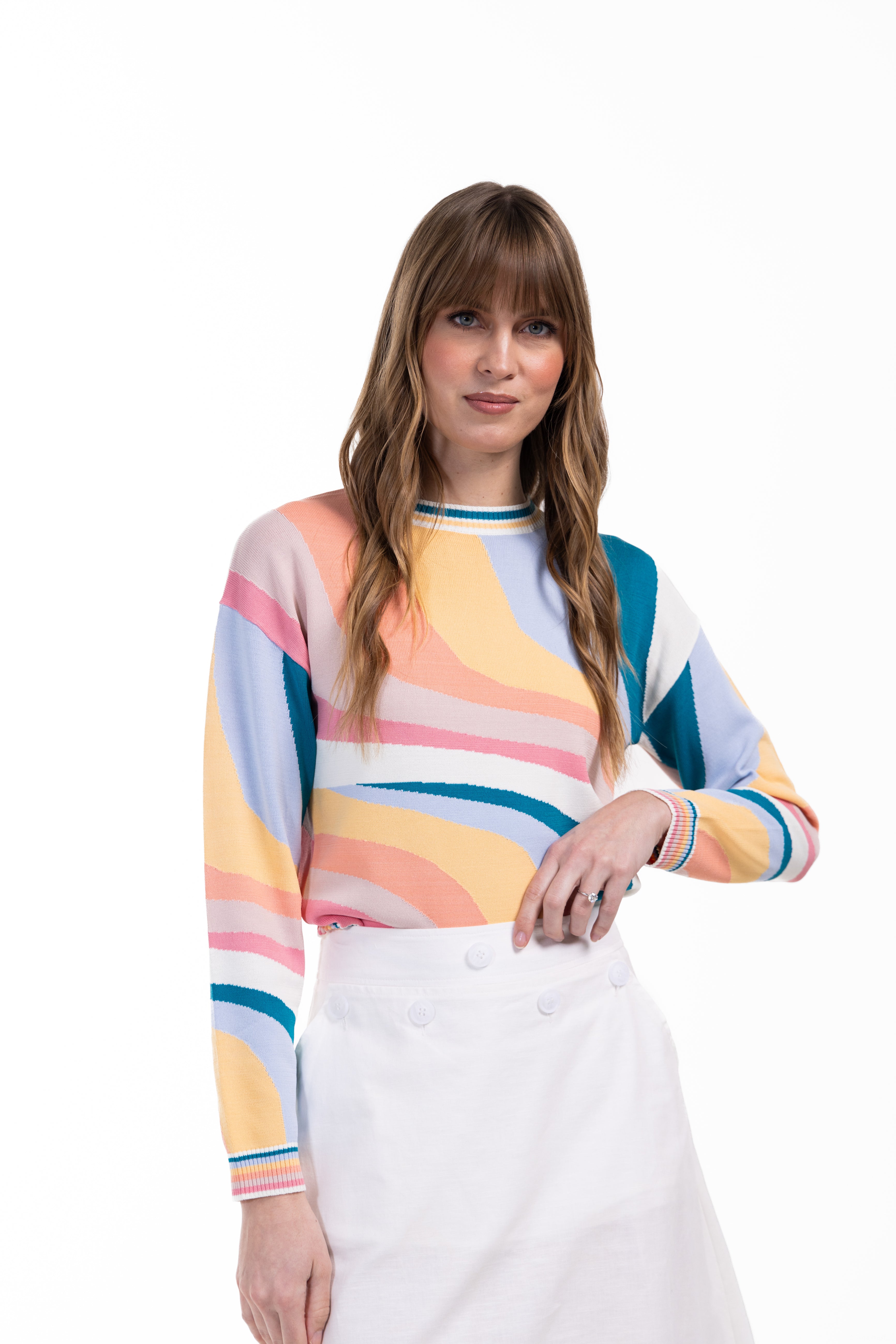 Colorful Knit Swirl Sweater