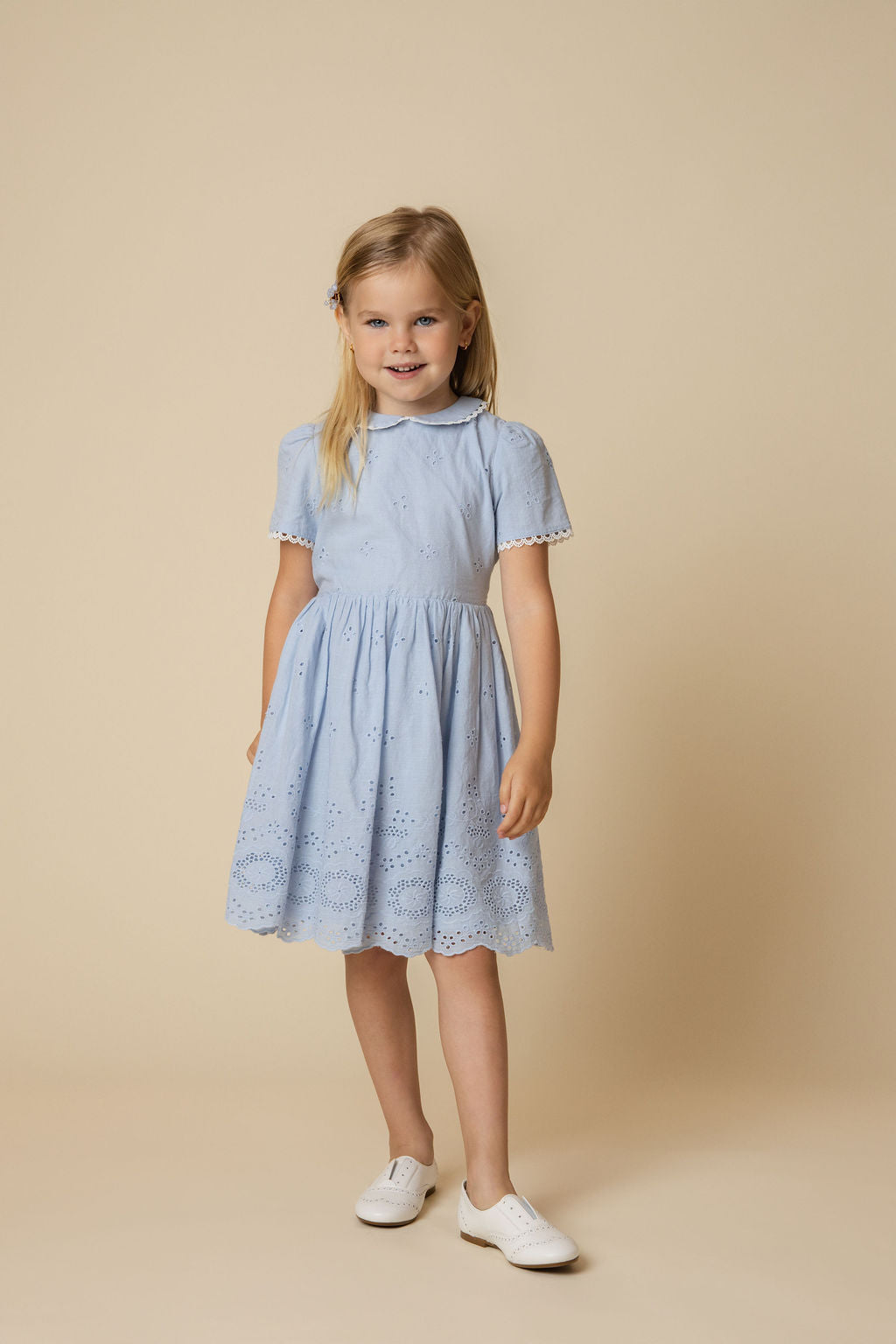 Avery Eyelet Cotton Lace Trim Dress