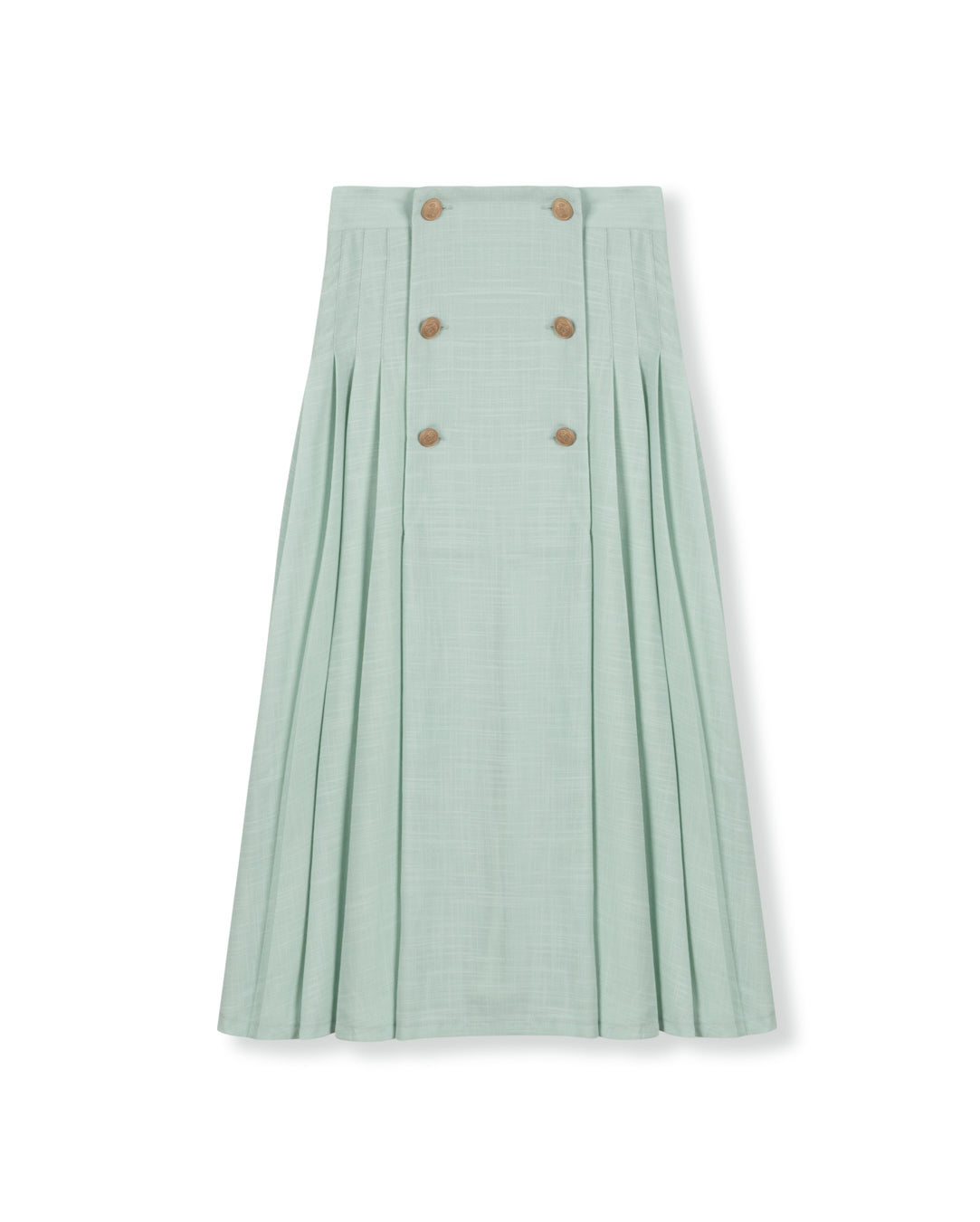 Linen Double Button Pleated Skirt - Junees