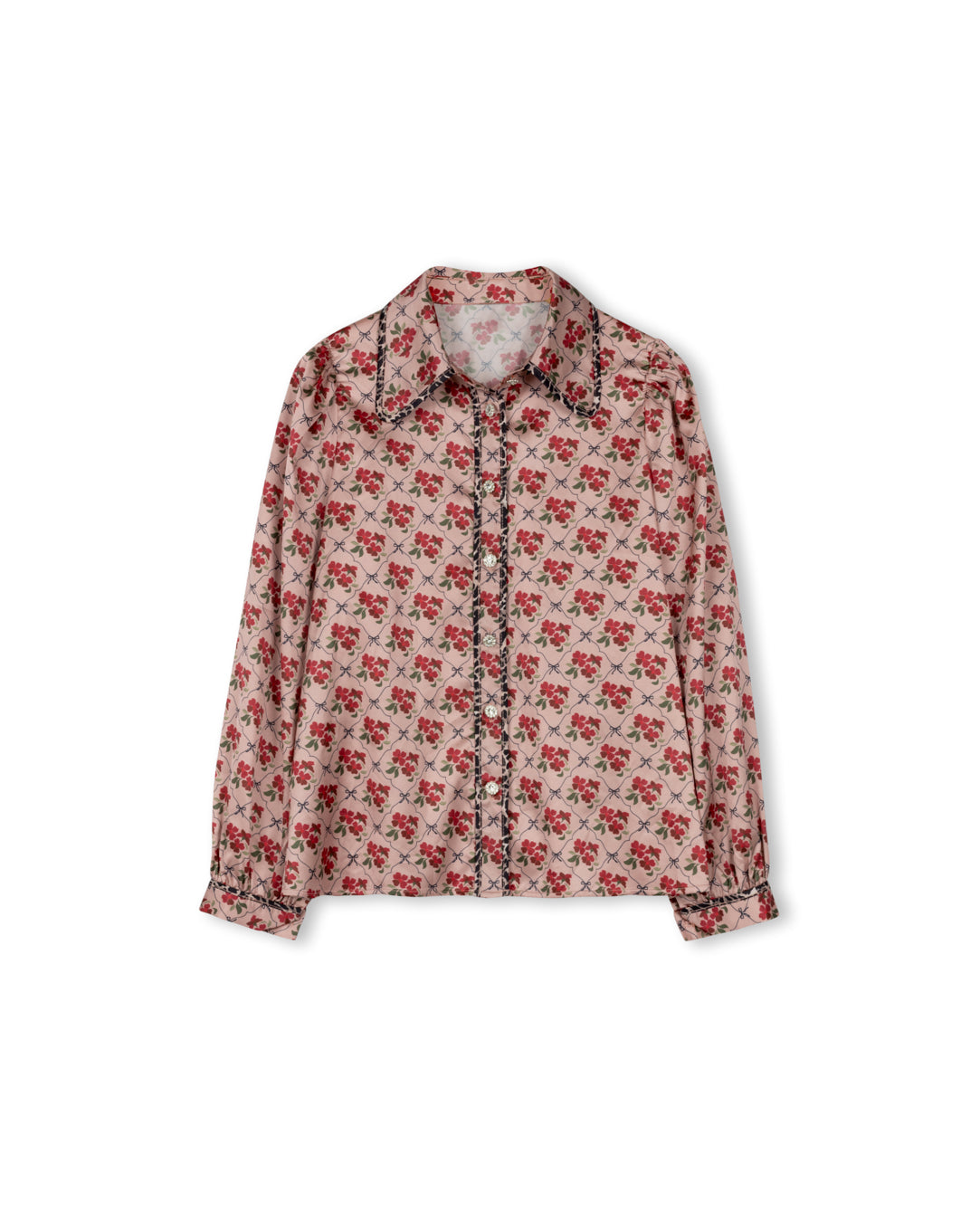 Floral Trimmed Blouse W-23349