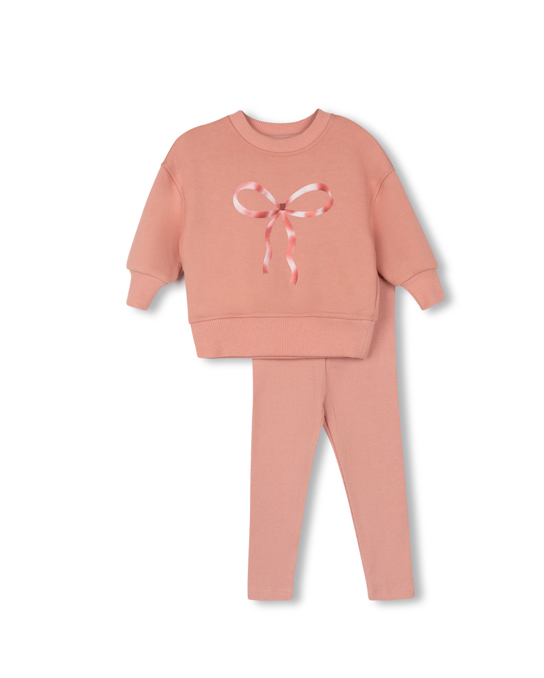 Metallic Bow Sweatshirt Leggings Set