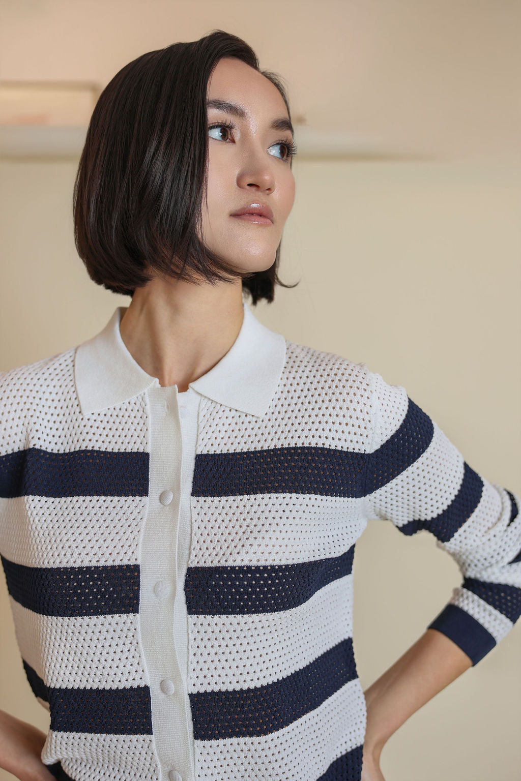 Corso Pointelle Knit Button Down