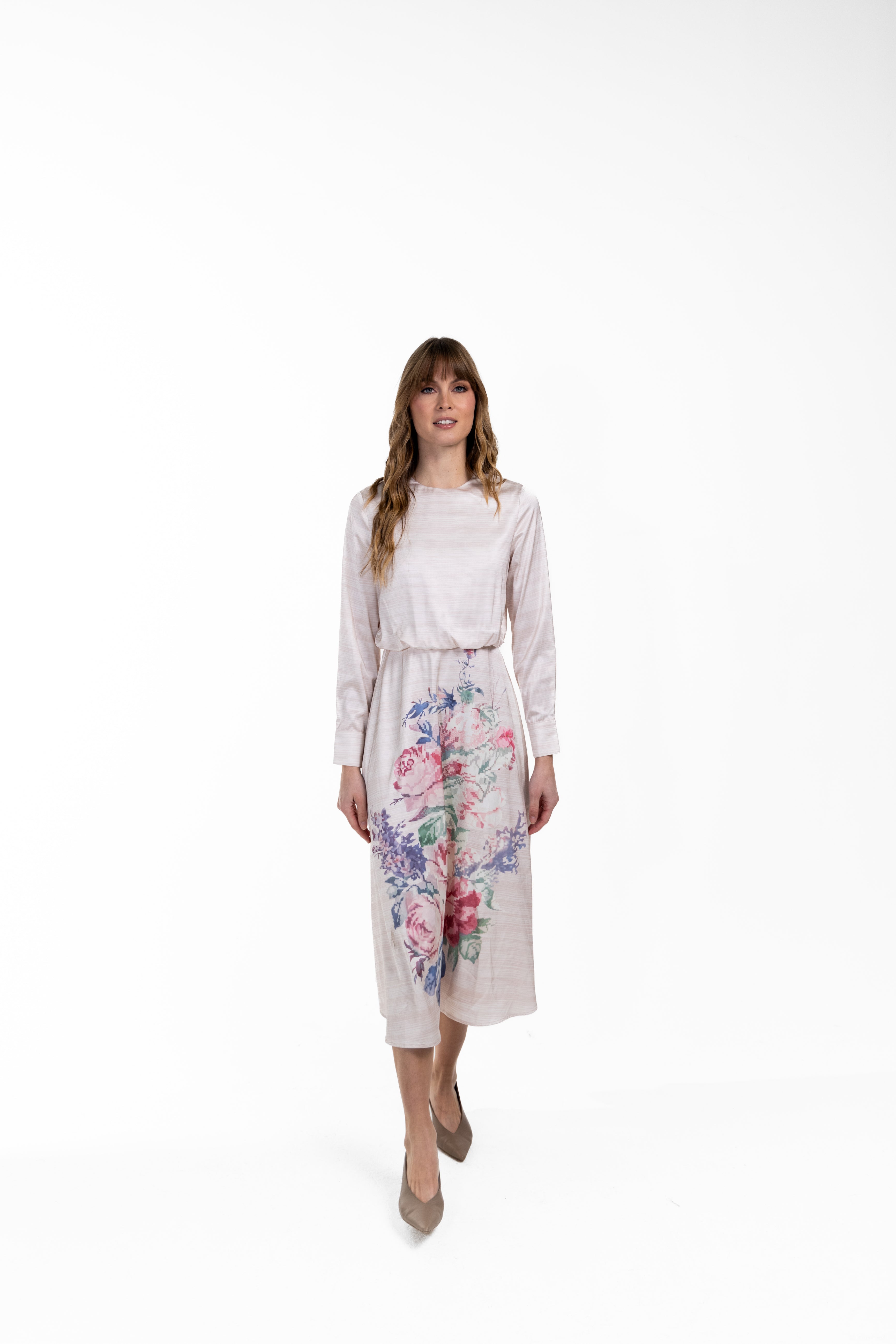 Midi Dress With large Floral Print